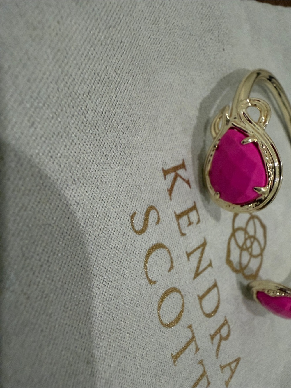 Kendra Scott Gold Open Cuff Bracelet with Hot Pink Stones - Picture 9 of 9